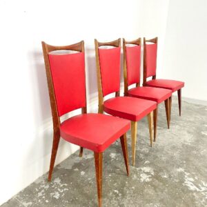 Conjunto sillas midcentury rojas